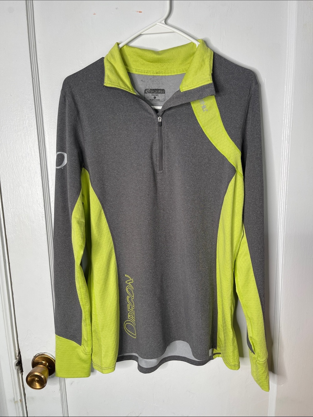 Sporthill Quarter Zip Large Ladies Gray Oregon Eugene UofO L Running Lightweight